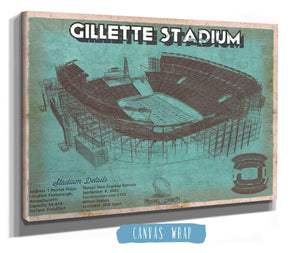 14" x 11" / Stretched Canvas Wrap Cutler West New England Patriots Gillette Stadium Seating Chart - Vintage Football Team Color Print