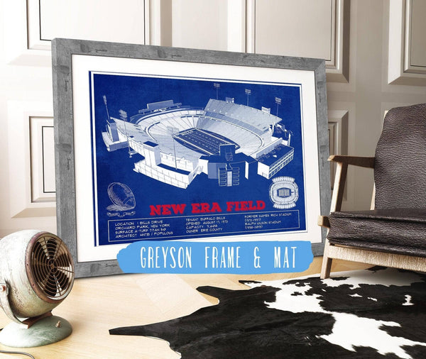 14" x 11" / Greyson Frame & Mat Cutler West New Era Field Buffalo Bills Team Color