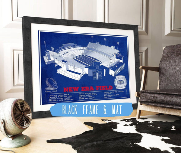 20" x 16" / Black Frame & Mat Cutler West New Era Field Buffalo Bills Team Color