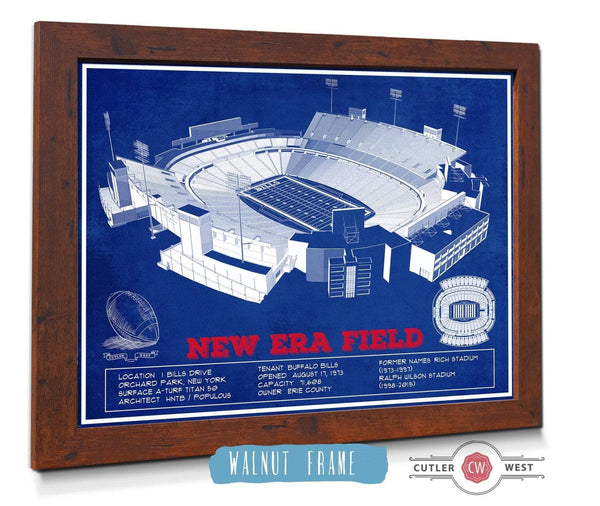 20" x 16" / Walnut Frame Cutler West New Era Field Buffalo Bills Team Color