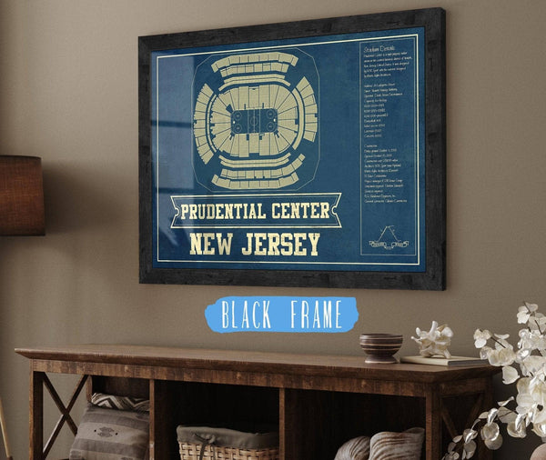 20" x 16" / Black Frame Cutler West New Jersey Devils Prudential Center Vintage Hockey Print
