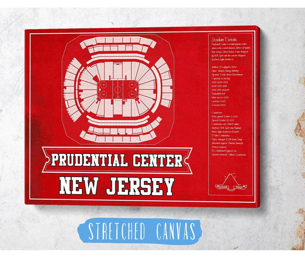 Cutler West New Jersey Devils Team Colors Prudential Center Vintage Hockey Print