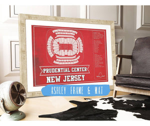 Cutler West New Jersey Devils Team Colors Prudential Center Vintage Hockey Print