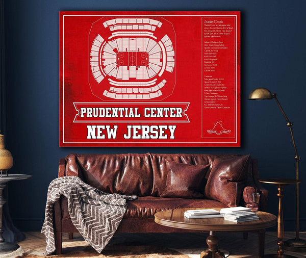 Cutler West New Jersey Devils Team Colors Prudential Center Vintage Hockey Print