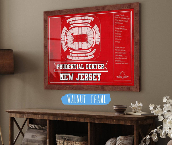 Cutler West New Jersey Devils Team Colors Prudential Center Vintage Hockey Print