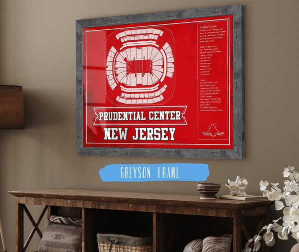 Cutler West New Jersey Devils Team Colors Prudential Center Vintage Hockey Print