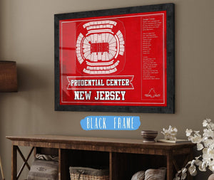 20" x 16" / Black Frame Cutler West New Jersey Devils Team Colors Prudential Center Vintage Hockey Print