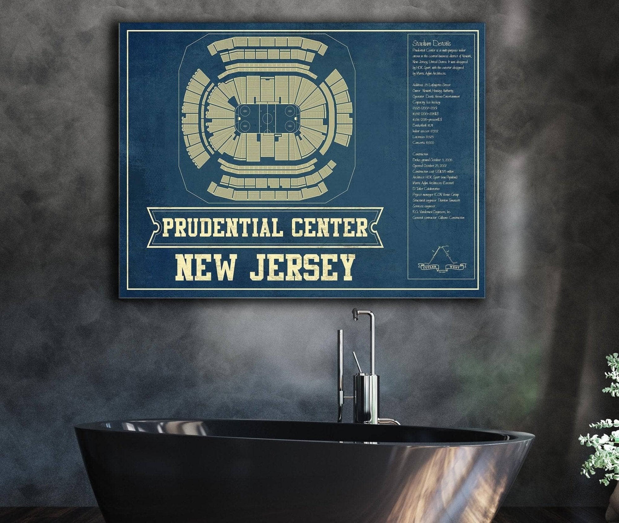 Cutler West New Jersey Devils Prudential Center Vintage Hockey Print