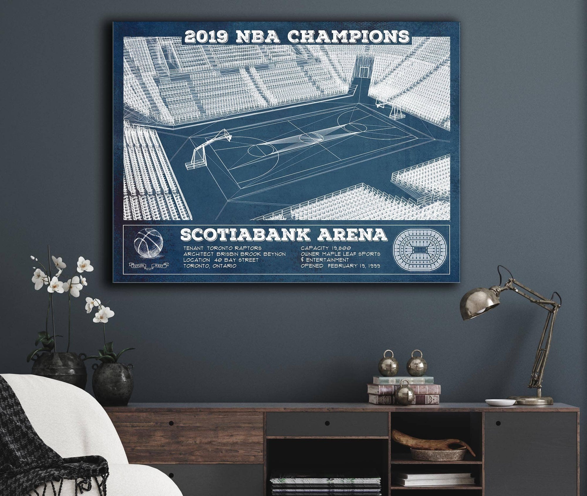 Cutler West Toronto Raptors 2019 NBA Champions Scotiabank Arena Vintage Basketball Print