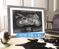 Cutler West 14" x 11" / Greyson Frame & Mat Yamaha YZF-R6 2014 Blueprint Motorcycle Patent Print 845000204-14"-x-11"7131
