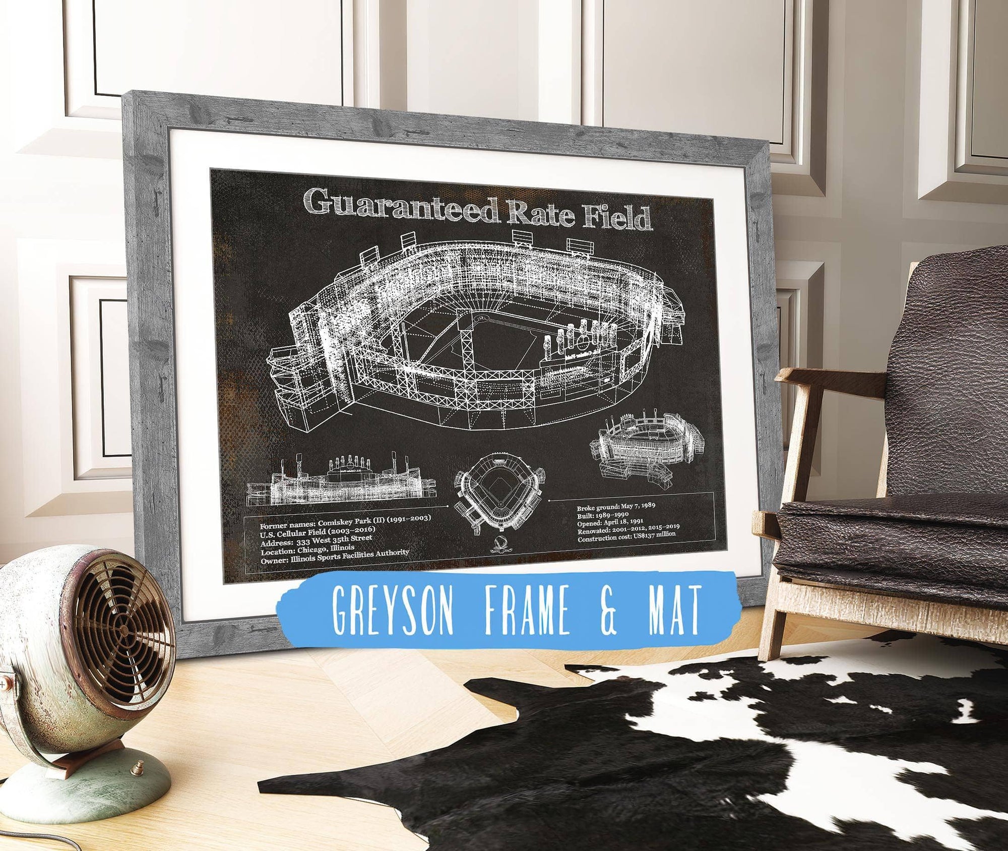 Cutler West Baseball Collection 14" x 11" / Greyson Frame & Mat Guaranteed Rate Field - Chicago White Sox Team Color Vintage Baseball Fan Print 933311127_22164