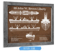 Cutler West Naval Military 14" x 11" / Greyson Frame SS John W. Brown Liberty ship Blueprint Original Military Wall Art - Customizable 933311102_12537