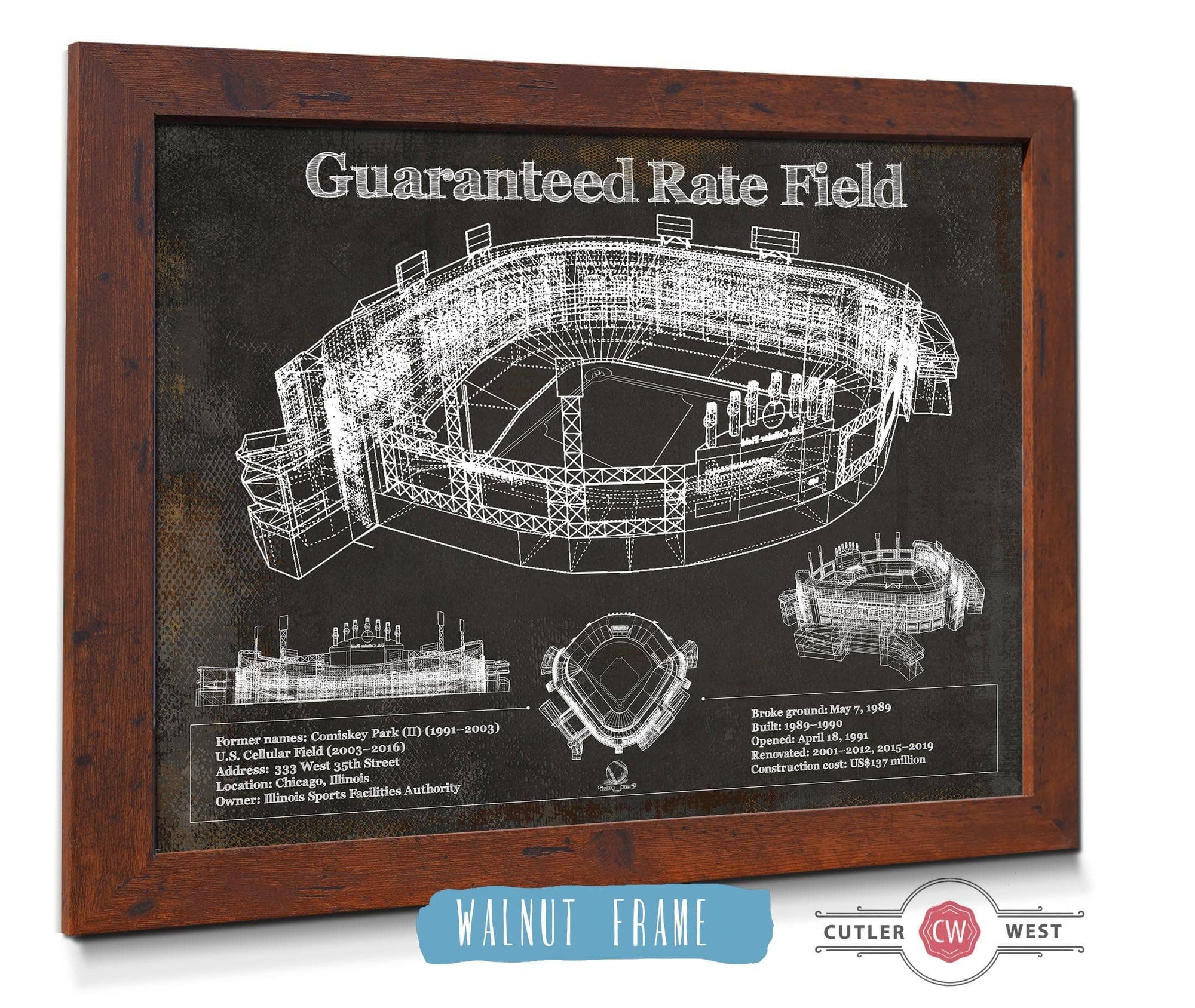 Cutler West Baseball Collection Guaranteed Rate Field - Chicago White Sox Team Color Vintage Baseball Fan Print