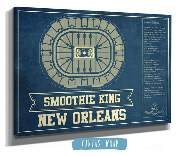 Cutler West New Orleans Pelicans Smoothie King Center Vintage Basketball Blueprint NBA Print