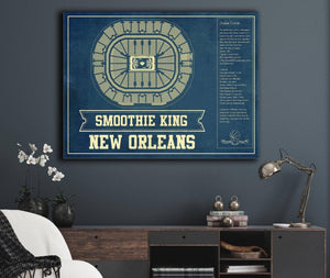 Cutler West New Orleans Pelicans Smoothie King Center Vintage Basketball Blueprint NBA Print