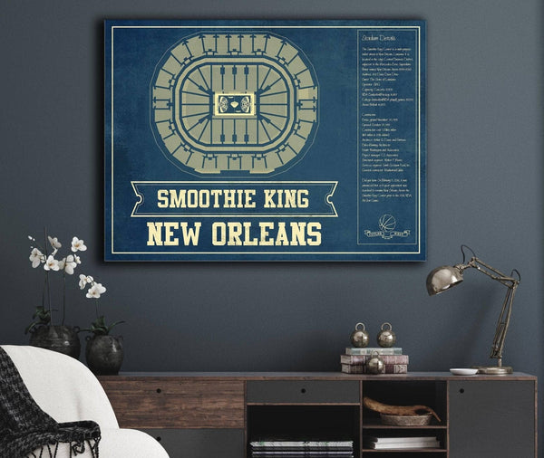 Cutler West New Orleans Pelicans Smoothie King Center Vintage Basketball Blueprint NBA Print