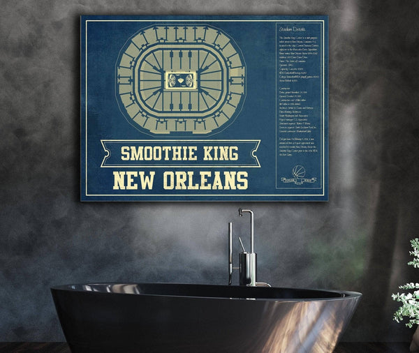 Cutler West New Orleans Pelicans Smoothie King Center Vintage Basketball Blueprint NBA Print
