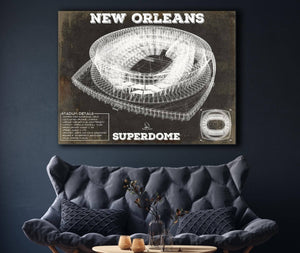 Cutler West New Orleans Saints Superdome Seating Chart - Vintage Football Print