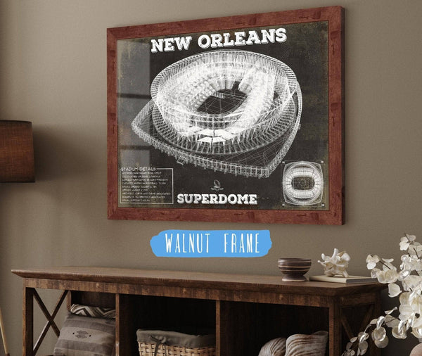 Cutler West New Orleans Saints Superdome Seating Chart - Vintage Football Print