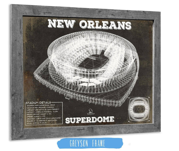 Cutler West New Orleans Saints Superdome Seating Chart - Vintage Football Print