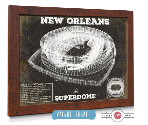 Cutler West New Orleans Saints Superdome Seating Chart - Vintage Football Print