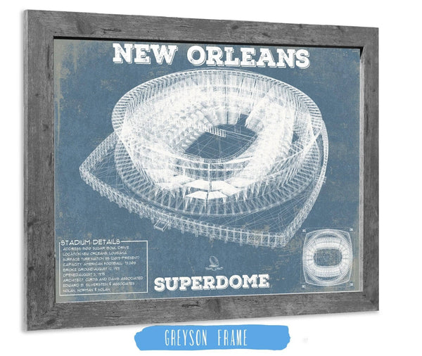 14" x 11" / Greyson Frame Cutler West New Orleans Saints Superdome Seating Chart - Vintage Football  Team Color Print