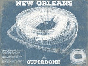 14" x 11" / Unframed Cutler West New Orleans Saints Superdome Seating Chart - Vintage Football  Team Color Print