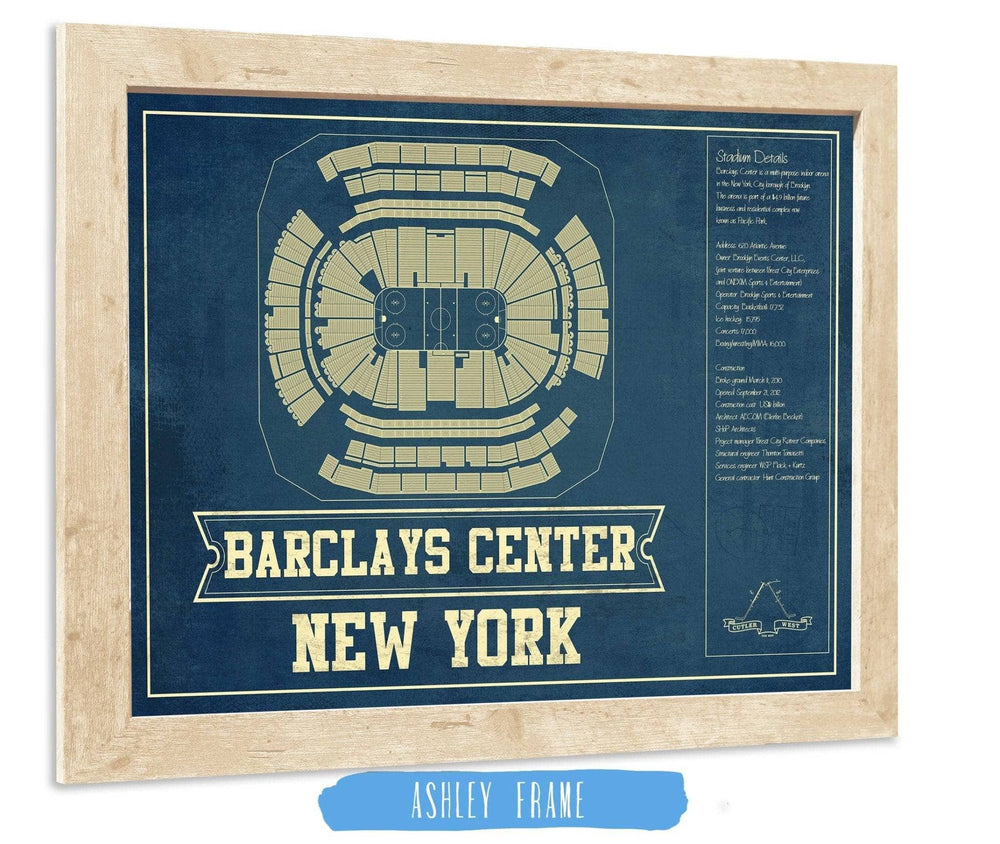 14" x 11" / Stretched Canvas Wrap Cutler West New York Islanders Barclays Center NHL Vintage Hockey Print