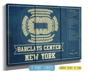 48" x 36" / 3 Panel Canvas Wrap Cutler West New York Islanders Barclays Center NHL Vintage Hockey Print