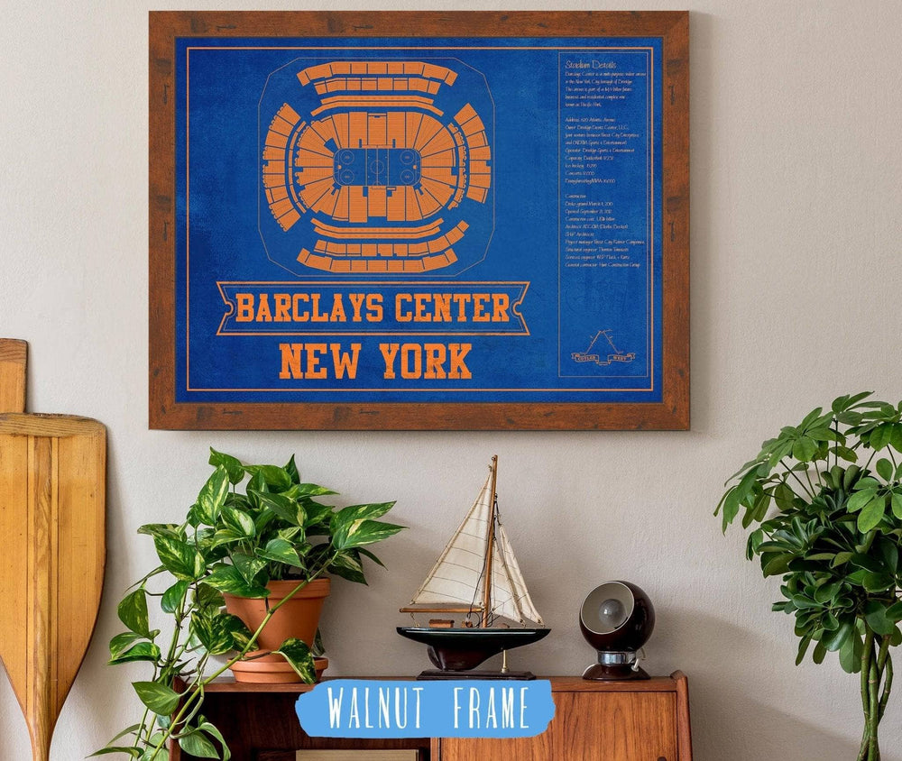 14" x 11" / Stretched Canvas Wrap Cutler West New York Islanders Team Color Barclays Center NHL Vintage Hockey Print