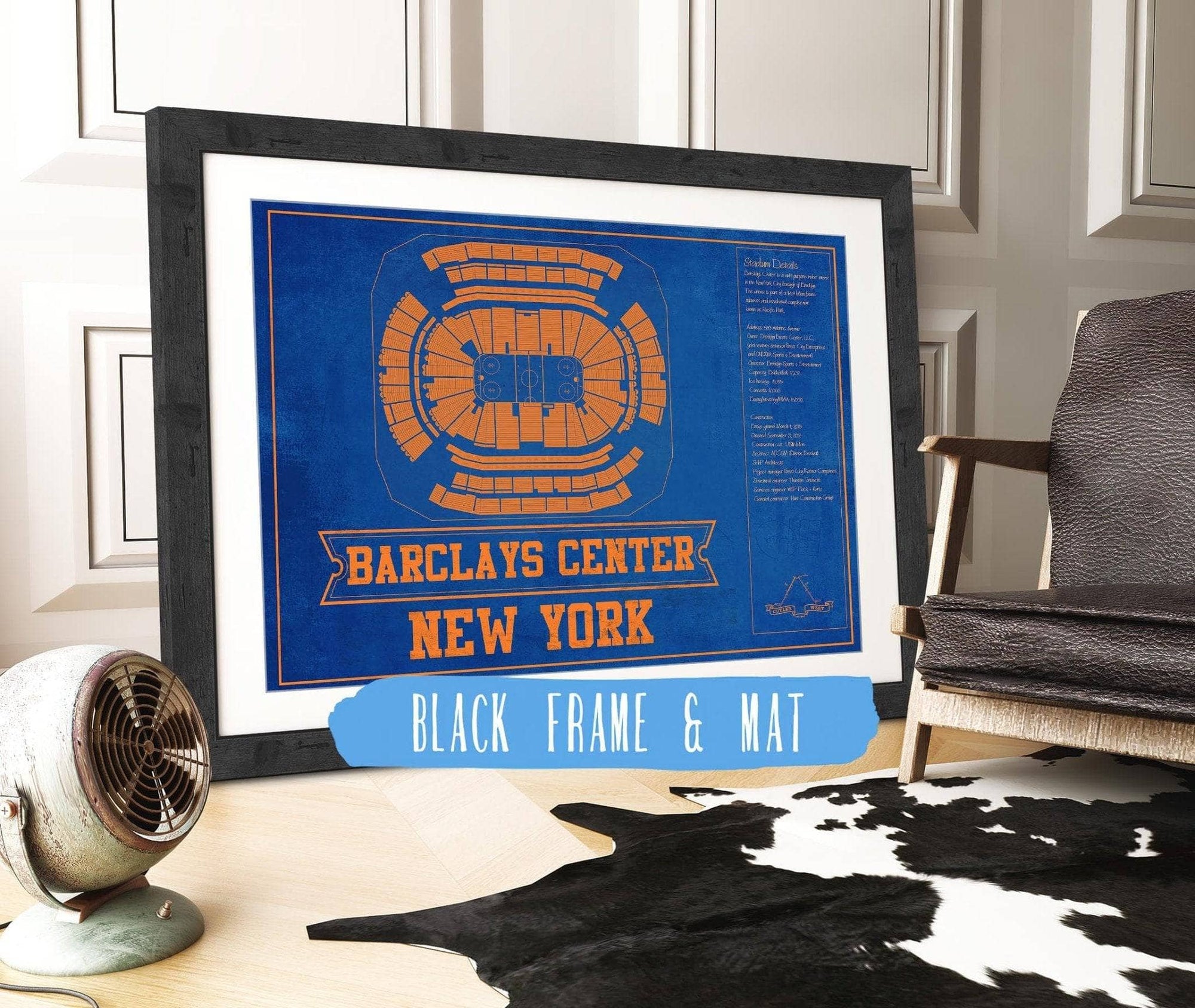 Cutler West 14" x 11" / Black Frame & Mat New York Islanders Team Color Barclays Center NHL Vintage Hockey Print 933350202_80458
