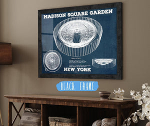 20" x 16" / Black Frame Cutler West New York Knicks - Madison Square Garden Vintage Blueprint  NBA Basketball NBA Print 2022