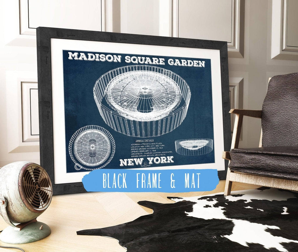14" x 11" / Stretched Canvas Wrap Cutler West New York Knicks - Madison Square Garden Vintage Blueprint  NBA Basketball NBA Print 2022