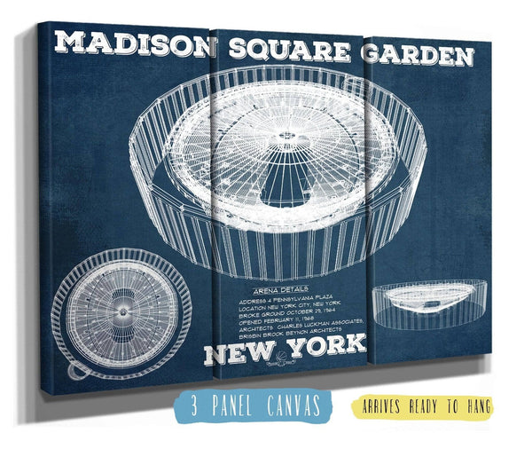 36" x 24" / 3 Panel Canvas Wrap Cutler West New York Knicks - Madison Square Garden Vintage Blueprint  NBA Basketball NBA Print 2022