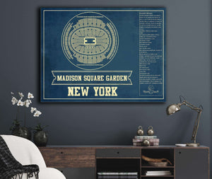 Cutler West New York Knicks - Madison Square Garden Vintage Blueprint NBA Basketball NBA Print