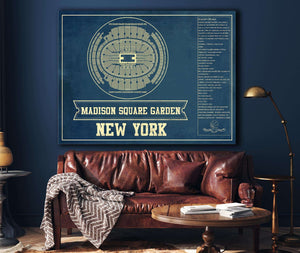 Cutler West New York Knicks - Madison Square Garden Vintage Blueprint NBA Basketball NBA Print
