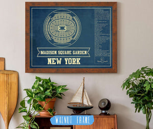 20" x 16" / Black Frame Cutler West New York Knicks - Madison Square Garden Vintage Blueprint NBA Basketball NBA Print