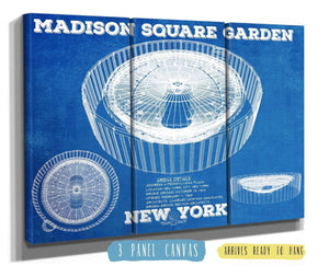 36" x 24" / 3 Panel Canvas Wrap Cutler West New York Knicks - Madison Square Garden Vintage Blueprint NBA Basketball NBA - Team Color Print