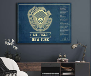 Cutler West New York Mets - Citi Field Seating Chart Baseball Vintage Print