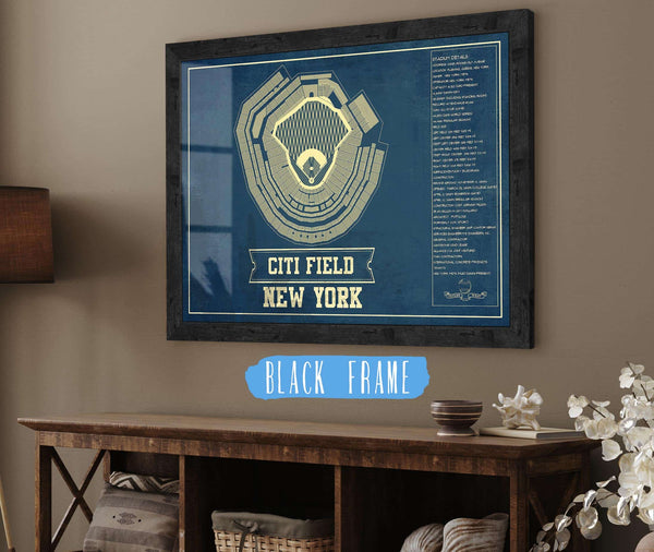 20" x 16" / Black Frame Cutler West New York Mets - Citi Field Seating Chart Baseball Vintage Print
