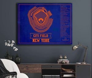 Cutler West New York Mets - Citi Field Vintage Seating Chart Baseball Print