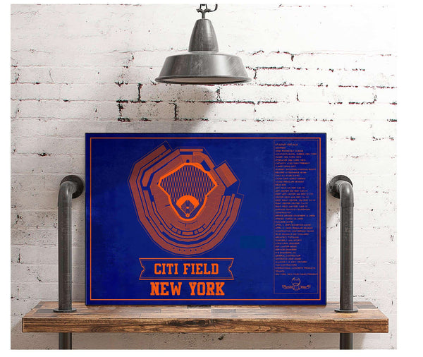 Cutler West New York Mets - Citi Field Vintage Seating Chart Baseball Print