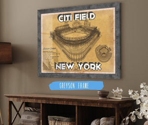 14" x 11" / Greyson Frame Cutler West New York Mets Citi Field Vintage Seating Chart Baseball Print