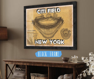 20" x 16" / Black Frame Cutler West New York Mets Citi Field Vintage Seating Chart Baseball Print