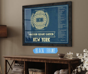 20" x 16" / Black Frame Cutler West New York Rangers Madison Square Garden Seating Chart - Vintage Hockey Print