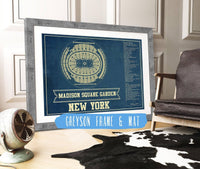 Cutler West 14" x 11" / Greyson Frame & Mat New York Rangers - Madison Square Garden Vintage Hockey Blueprint NHL Print 662058335-TOP