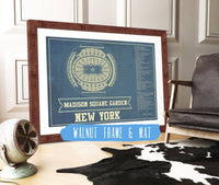 Cutler West 14" x 11" / Walnut Frame & Mat New York Rangers - Madison Square Garden Vintage Hockey Blueprint NHL Print 662058335-TOP