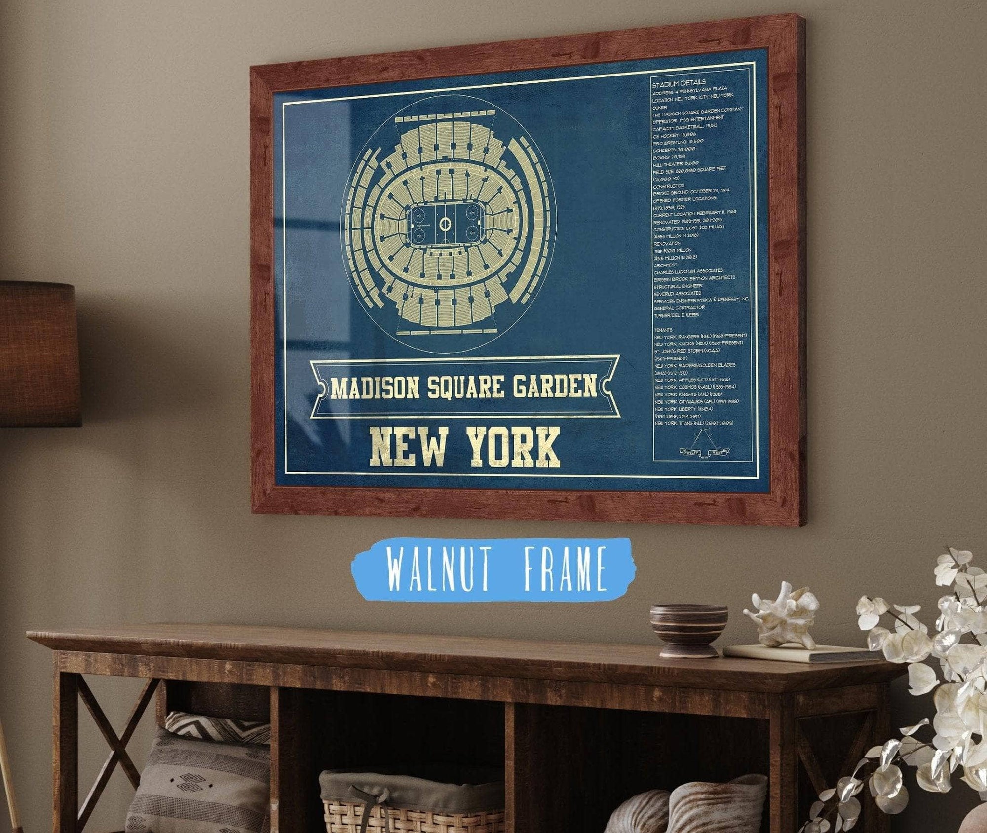 Cutler West New York Rangers Madison Square Garden Seating Chart - Vintage Hockey Print