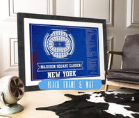 Cutler West 14" x 11" / Black Frame & Mat New York Rangers Team Colors - Madison Square Garden Vintage Hockey Blueprint NHL Print 933350204_80590