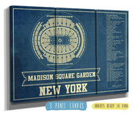 Cutler West 48" x 32" / 3 Panel Canvas Wrap New York Rangers - Madison Square Garden Vintage Hockey Blueprint NHL Print 662058335-TOP